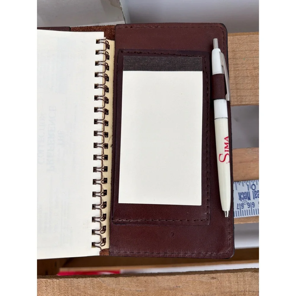 Vintage St. Dennis Pocket Size Agenda Burgundy Leather Diary‎ Address Book NOS